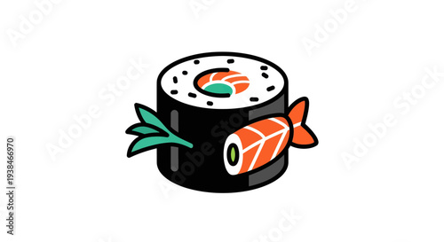 Sushi roll illustration on white background
