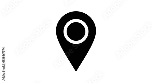 Black map pin icon symbol.