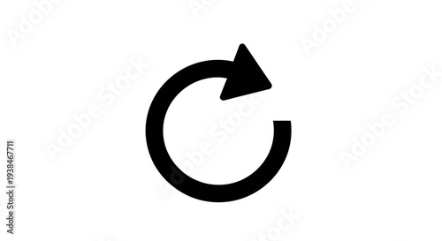 Black refresh arrow icon symbol.