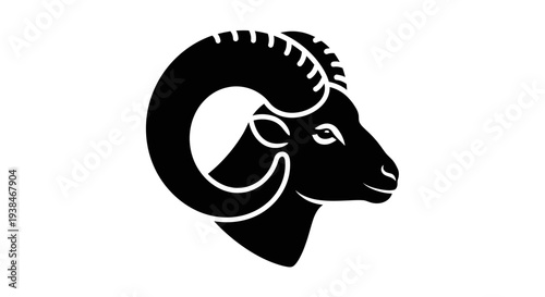 Black silhouette of a ram head.