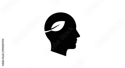 Black silhouette of human head.