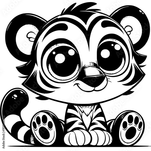 Charming Cub's Gaze: An adorable baby tiger cub, with big, expressive eyes, exudes innocence and warmth, showcasing the gentle side of nature's formidable creature.