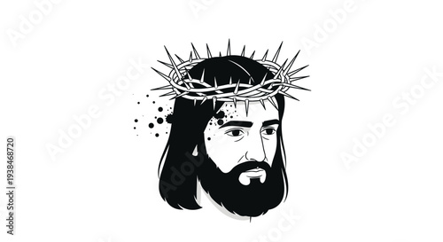 Illustration of a crowned figure with thorns, featuring a modern, minimalist style, suitable for religious themes
