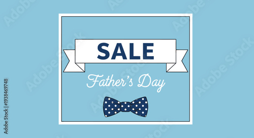 A festive Father's Day sale banner featuring a bow tie design in a modern flat style