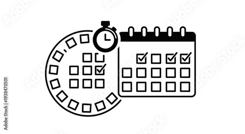 Clock and calendar icon set.