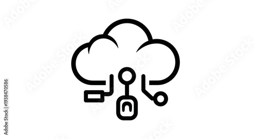 Cloud computing security icon symbol.