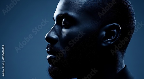 Wallpaper Mural Profile portrait of a man with dark skin, eyes closed, against a gradient blue backdrop Torontodigital.ca