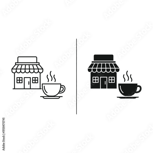 Coffee Shop Storefront Hot Drink Commercial Icon