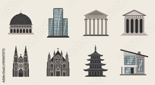Collection of various famous buildings.
