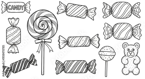 Colorful assortment of wrapped candies.