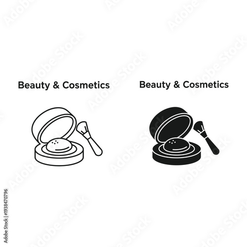 Makeup Powder Compact Brush Icon Commercial
