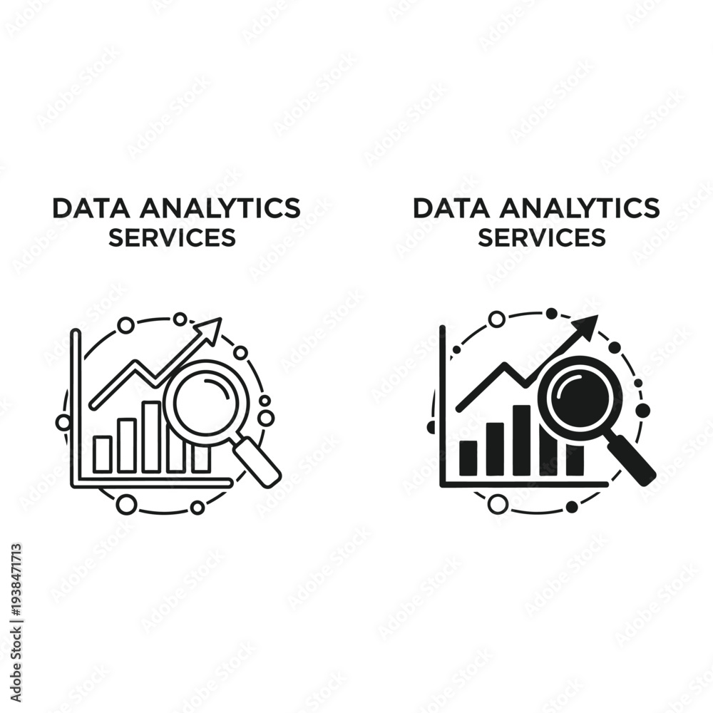 Fototapeta premium Data Analytics Services Growth Chart Magnifier Business Intelligence