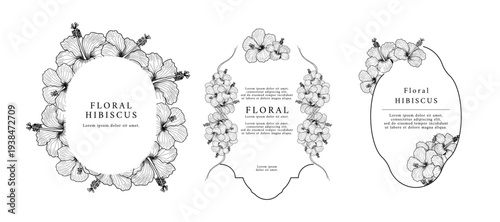 Luxury floral frame line art for elegant design, wedding invitation, thank you card, save the date card. Flower packaging and branding in vintage.