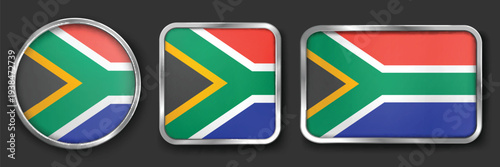 Quadro su tela SOUTH AFRICA Metallic Flag Collection, Circular, Square and Rectangular SOUTH AF