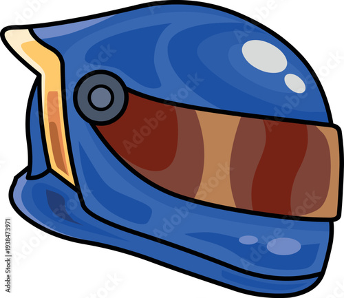 Colorful vector illustration of a Formula 1 racing driver helmet, cartoon-style design perfect for motorsport and creative projects.