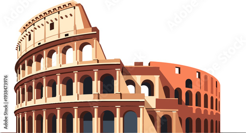 Colosseum Roman Amphitheater Rome Italy Ancient Landmark Vector Art