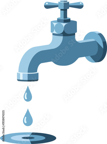 Leaking Faucet Water Drop Drip Conservation Vector Graphic Icon