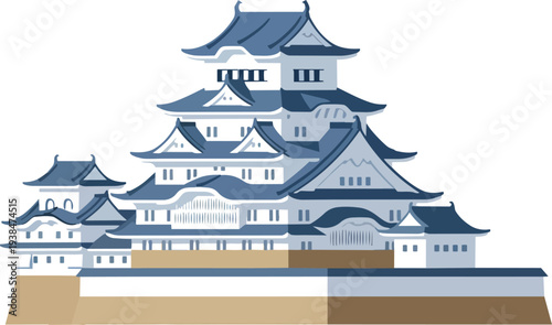 Iconic Japanese Castle Vector Illustration Traditional Historic Landmark