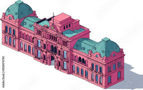 Casa Rosada Argentina Isometric Vector Illustration Buenos Aires Landmark