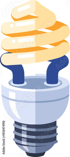 Energy Efficient Compact Fluorescent Light Bulb Vector Illustration