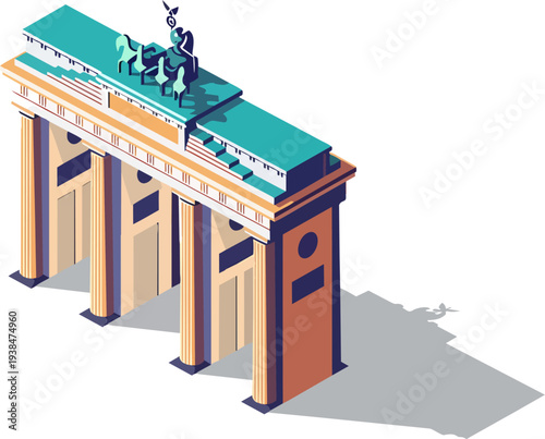 Brandenburg Gate Berlin Isometric Vector Illustration Historic Landmark