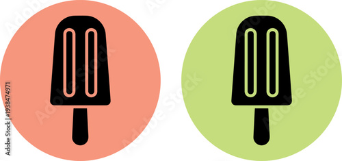 Colorful ice cream icons set on vibrant backgrounds