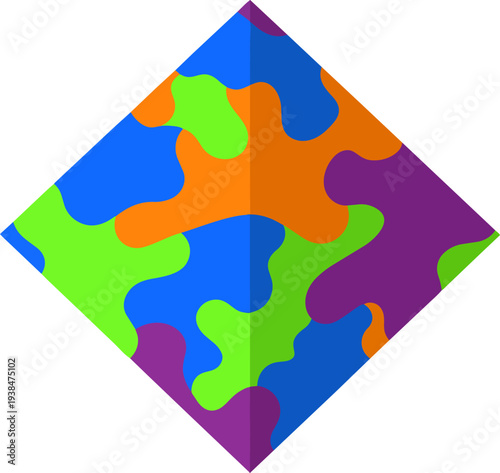 Abstract colorful blob pattern in diamond shape vivid colors