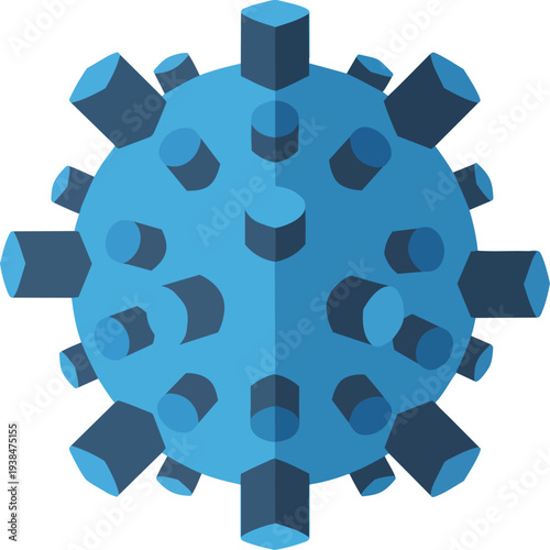 Stylized Virus Cell Icon Blue Microbiology Medical Graphic
