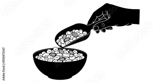 Hand Pouring Pills from Spoon into Bowl.