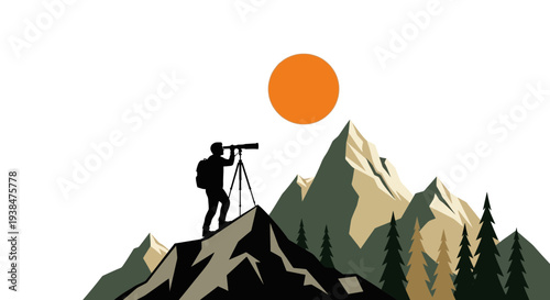 Photographer Taking Picture of Mountain Landscape.