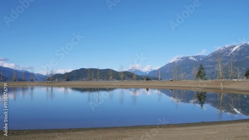 Harrison Lagoon in the Harrison Lake during a winter season in Harrison Hot Springs, British Columbia, Canada