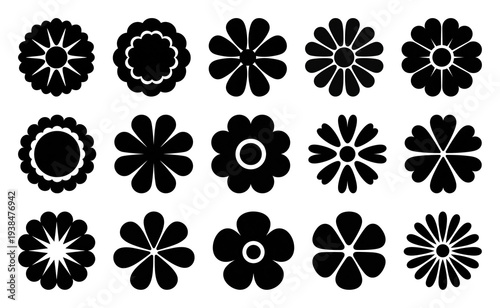 PNG Black floral silhouette collection on transparent background