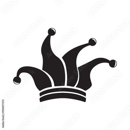 Harlequin hat silhouette on white background 