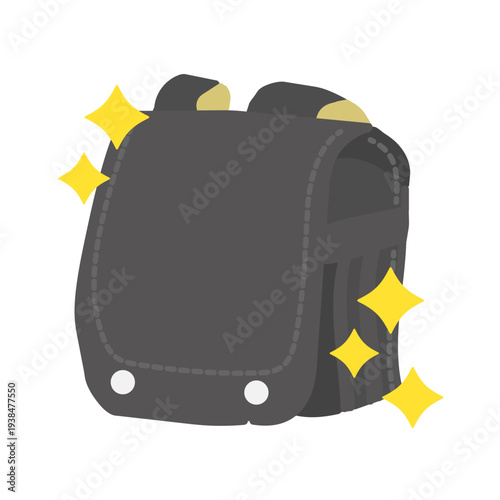 ピカピカの黒色ランドセル　イラスト