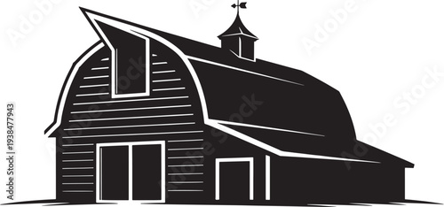 traditional farm barn with gambrel roof and cupola