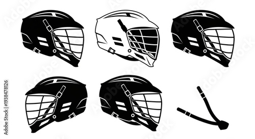 Lacrosse Helmets and Chin Strap Vector Illustration.