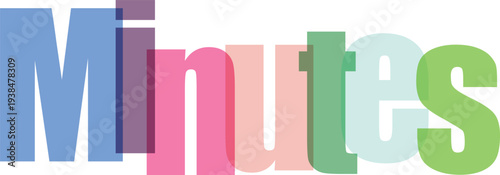 Colorful Overlapping Opaque Text Minutes Word Vector Graphic