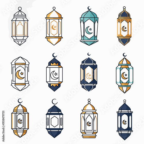 Ramadan Lantern Icons Set
