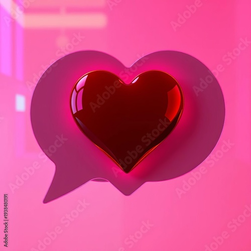 Vector heart emblem on a speech bubble, a visual ode to love ,  pastel,  social media