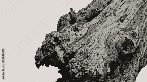 Weathered tree stump close-up monochrome wooden texture gray wood grain
