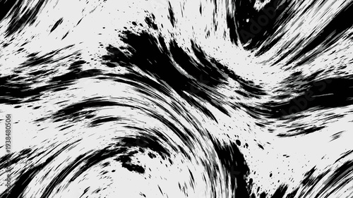 Black and white abstract swirling brush strokes monochrome artistic expressionist