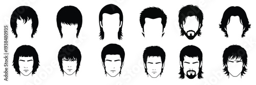 Collection of black and white male facial images with various hairstyles