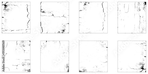 Set of distressed black texture. . Grain noise particles. Rusted white effect.