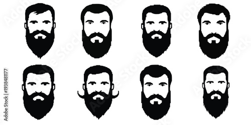 Variety of men's beard styles and facial hair illustrations