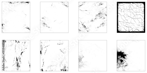 Set of grunge urban white backgrounds. Template dust overlay distress grain. Collection objects to create grunge effect. Abstract, splatter, dirty, texture for your design. 