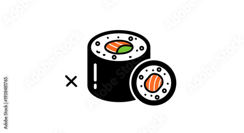 Sushi roll illustration on white background