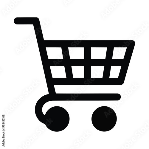 Simple black shopping cart icon on white background