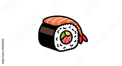 Sushi roll illustration on white background