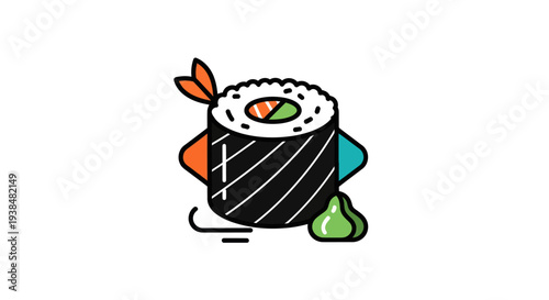 Sushi roll illustration on white background