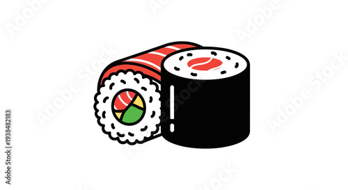 Sushi roll illustration on white background